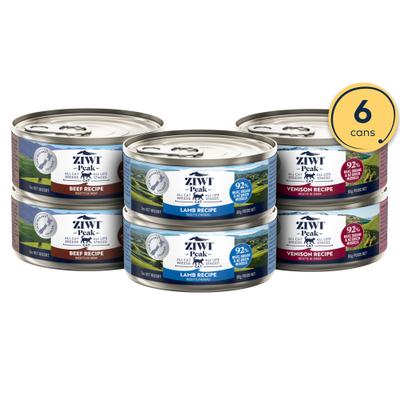 Bundle: ZIWI Peak Venison, Chicken, Lamb Variety Pack Grain-Free Pate Canned Food, 3-oz can, case of 6 + Zenison, Beef, Lamb Variety Pack Grain-Free Pate Canned Cat Food, 3-oz can, case of 6