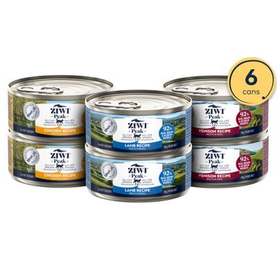 Bundle: ZIWI Peak Venison, Chicken, Lamb Variety Pack Grain-Free Pate Canned Food, 3-oz can, case of 6 + Zenison, Beef, Lamb Variety Pack Grain-Free Pate Canned Cat Food, 3-oz can, case of 6