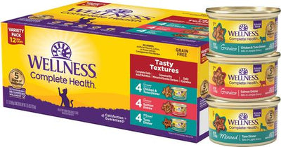 Complete Health Tasty Textures Variety Pack Natural Salmon, Tuna & Chicken Recipes Wet Cat Food, 3-oz can, case of 12
