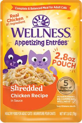 Appetizing Entrees Chicken & Duck Natural Grain-Free Shredded Wet Cat Food, 1.4-oz pouch, case of 8