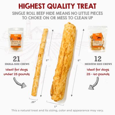 Peanut Butter Basted Beef Hide Natural Dog Chew Treats, Medium, 12 count
