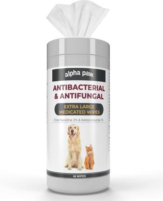 Toallitas antibacterianas y antimicóticas medicadas para perros y gatos, 50 unidades, paquete de 2