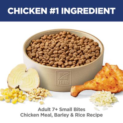 Alimento seco para perros mayores de 7 años, con sabor a pollo, cebada y arroz (70 g)