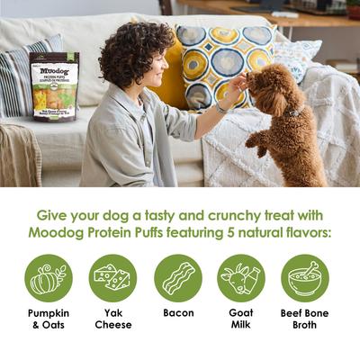 Moodog Beef Protein Puffs Yak Cheese Flavor Crunchy Dog Treats, 1-oz bag