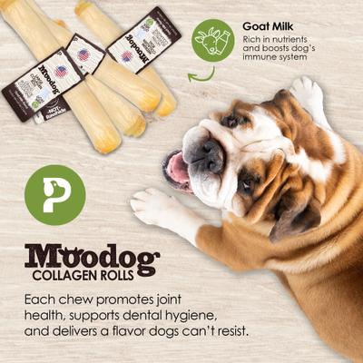 Moodog Beef Corium Collagen 11-inch Goat Milk Flavor Natural Dog Chew