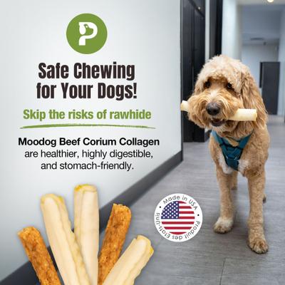 Moodog Beef Corium Collagen 7-inch Goat Milk Flavor Natural Dog Chew