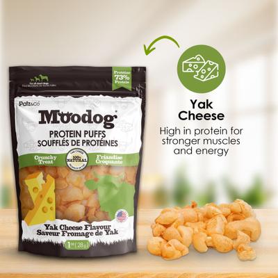 Moodog Beef Protein Puffs Yak Cheese Flavor Crunchy Dog Treats, 1-oz bag