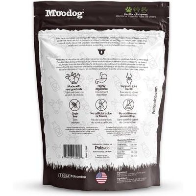 Bocadillos crujientes de proteína de res Moodog con sabor a leche de cabra, bolsa de 28 g
