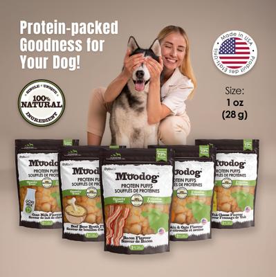 Moodog Beef Protein Puffs Bacon Flavor Crunchy Dog Treats, 1-oz bag