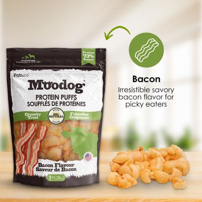 Moodog Beef Protein Puffs Bacon Flavor Crunchy Dog Treats, 1-oz bag