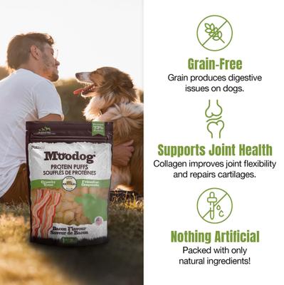 Moodog Beef Protein Puffs Bacon Flavor Crunchy Dog Treats, 1-oz bag