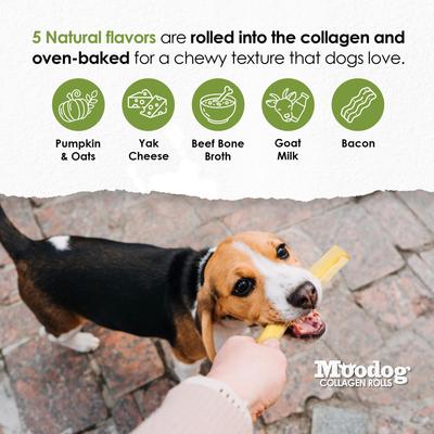 Moodog Beef Corium Collagen 11-inch Goat Milk Flavor Natural Dog Chew