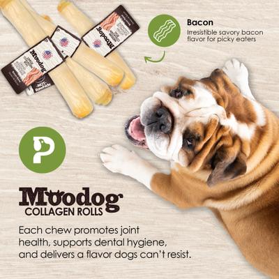 Moodog Beef Corium Collagen 11-inch Bacon Flavor Natural Dog Chew
