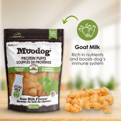 Moodog Beef Protein Puffs Goat Milk Flavor Crunchy Dog Treats, 1-oz bag