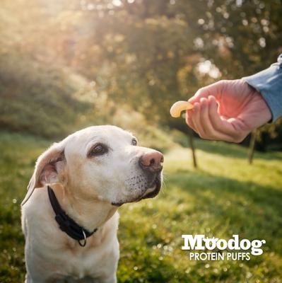 Moodog Beef Protein Puffs Goat Milk Flavor Crunchy Dog Treats, 1-oz bag