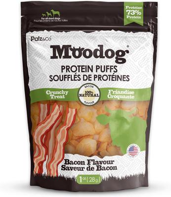 Moodog Beef Protein Puffs Bacon Flavor Crunchy Dog Treats, 1-oz bag