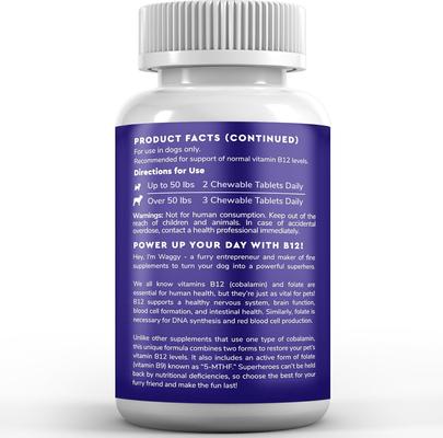 Vitamin B12 Cobalamin & Folate Supplement for Dogs, 90 count
