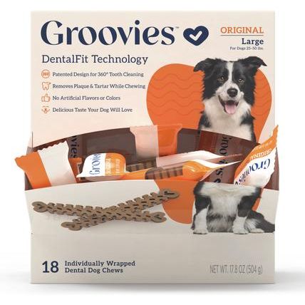 Masticables dentales para perros mayores extra grandes con sabor a pollo, 4 unidades