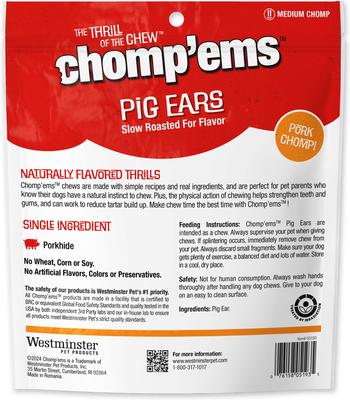Golosinas masticables para perros Pig Ear Chews, 12 unidades, paquete de 2