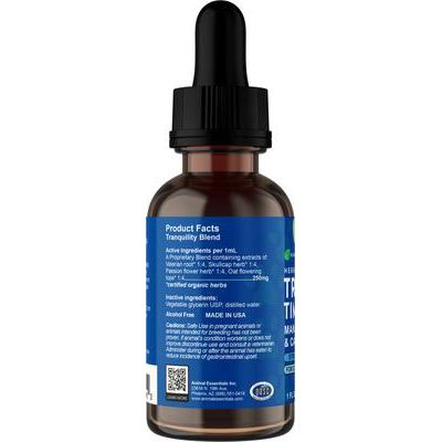 Suplemento herbal para perros y gatos Tranquility Blend, botella de 1 onza líquida