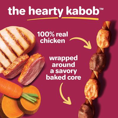 Oinkies Hearty Kabobs with 100% Real Chicken & Duck Carrot & Sweet Potato Rawhide-Free Natural Dog Treats, 36 count