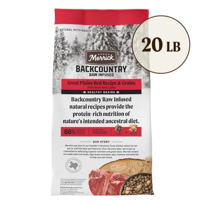 Backcountry Raw Infused Dry Dog Food Great Plains Red Meat Recipe with Healthy Grains, 20-lb bag