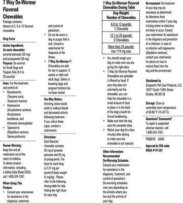 7 Way Dewormer for Hookworms, Roundworms & Tapeworms for Small Breed Dogs, 2 count