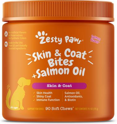Skin & Coat Bites Bacon Flavored Soft Chews Salmon Oil Supplement for Dogs, 90 count