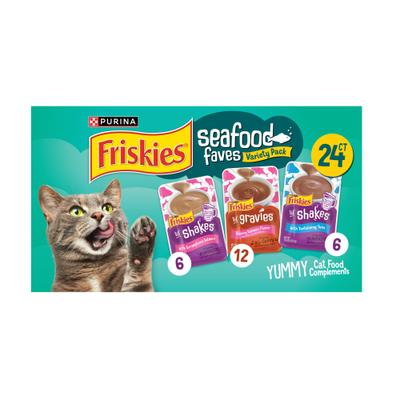 Seafood Favorites Variety Pack Lickable Gravy Cat Food Complement, 1.5-oz pouch, case of 24