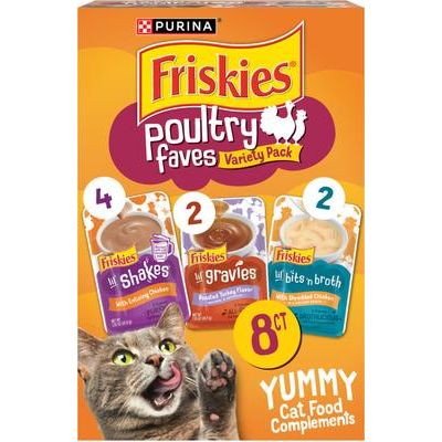 Paquete variado de alimentos para gatos con salsa para lamer Poultry Favorites, caja de 8