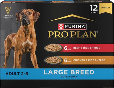 Specialized Variety Pack Adult Large Breed High Protein Chicken & Rice, Beef & Rice in Gravy Wet Dog Food, 13-oz can, case of 12