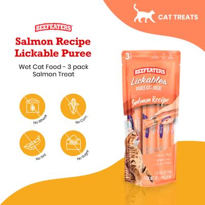 Lickables Salmon Puree Recipe Cat Treat, 1.59-oz bag, case of 12