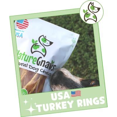 Golosinas masticables naturales para perros USA Turkey Rings, bolsa de 8 oz