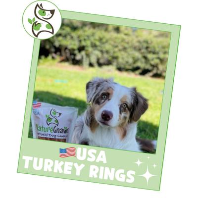 USA Turkey Rings Natural Dog Chew Treats, 8-oz bag