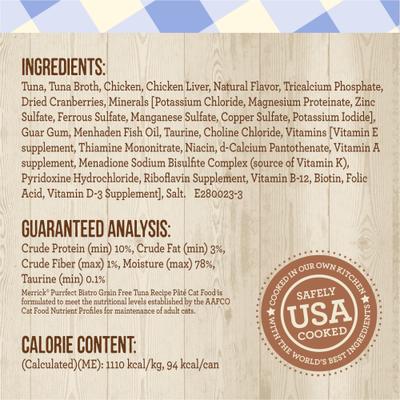 Purrfect Bistro Grain-Free Tuna Pate Canned Cat Food, 3-oz can, case of 3