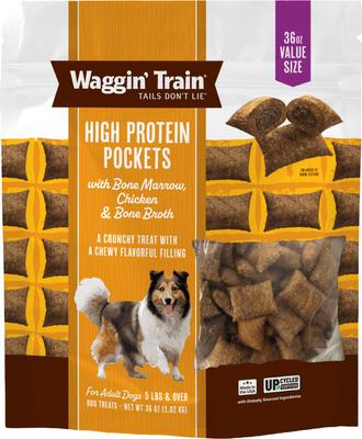 High Protein Chicken Pockets with Bone Marrow & Bone Broth Wheat-Free Dog Treat, 36-oz pouch