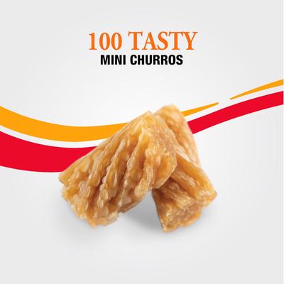 Triple Flavor Mini Churro Style Twists Chicken, Peanut Butter & Pork Gourmet Crunchy Dog Treats, 100 count