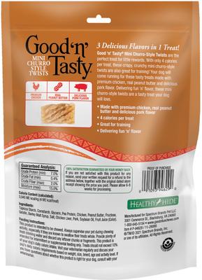 Triple Flavor Mini Churro Style Twists Chicken, Peanut Butter & Pork Gourmet Crunchy Dog Treats, 100 count