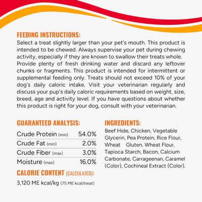 Triple Flavor Chicken, Bacon & Beef Dog Treat Chew Crunch Rolls, 5 count