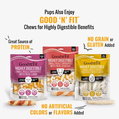 Triple Flavor Stuffed Ribs Beef, Duck & Prime Rib Dog Treat Chews, 4 count