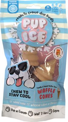 Cono de waffle con sabor a vainilla y mantequilla de cacahuete, golosina masticable para perros, 2 unidades