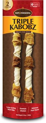 Triple Kabobz Jumbo Dog Rawhide Treats, 2 count