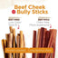 Bully Cheek Stick Dog Chews, 10 to 12-in, 24 count