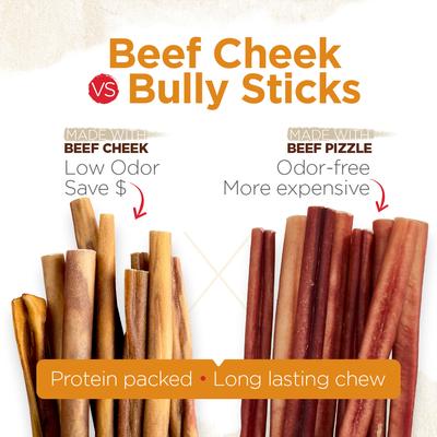 Bully Cheek Stick Dog Chews, 10 to 12-in, 24 count