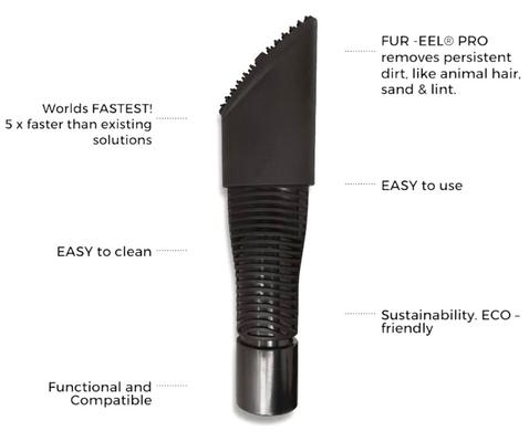 Fur Eel Pet Fur Remover Vacuum Attachment & Multi-Vac Adapter Kit, Black