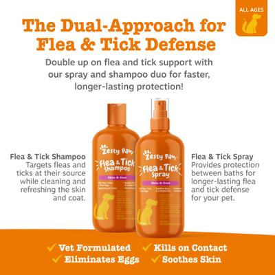 Zesty Paws, Flea and Tick Shampoo Skin and Coat para Perros, con Avena y Aloe. 454 ml.