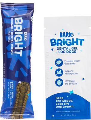 Bright Durable Dental Kit: Medium Mint Flavored Dental Dog Treats + Chicken & Thyme Flavored Dog Dental Gel, 15 count, 2.5-oz gel, bundle of 2