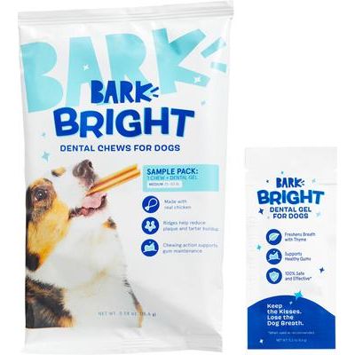 Kit dental brillante: premios dentales para perros con sabor a pollo mediano. Gel dental para perros con sabor a pollo y tomillo, 30 unidades, 2.5 oz.