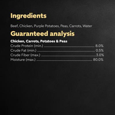 Alimento húmedo para perros Simply Crafted con carne de res, pollo, papas moradas, guisantes y zanahorias, bolsa de 8.82 oz