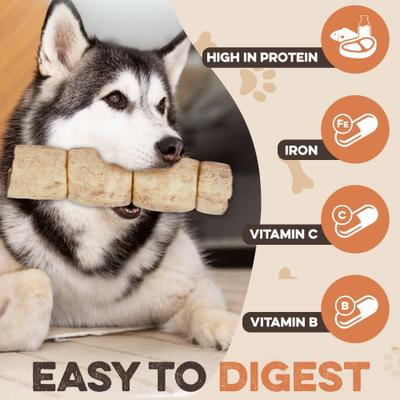 Rawhide-Free Peanut Butter Flavored Beef Cheek Rolls Long Lasting Dog Chews, 5 to 7-inch, 4 count